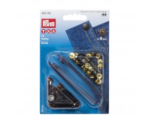 Set riveti (butoni rapizi) + suport aplicare , 9 mm - Prym 403102
